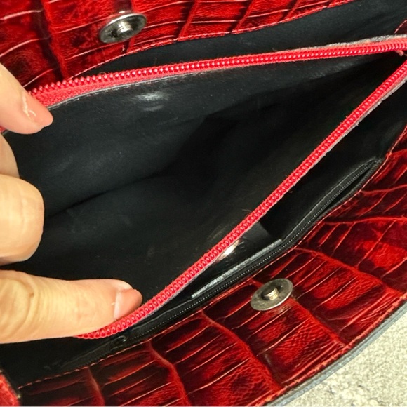 Elegance Paris Crocodile Embossed Red Leather Top Handle Bag Tote - Picture 10 of 12